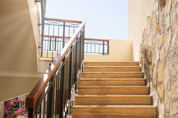 passage to the upper floors in the city on the stairs towards the sky.