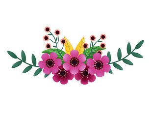 bouquet of pink flowers on a white background.