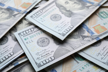 Dollar banknotes as background. Money and finance