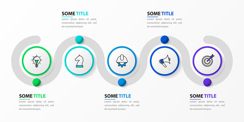 Infographic template with icons and 5 options or steps. Timeline