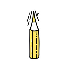 Illustration a pencil symbol yellow color in doodle style