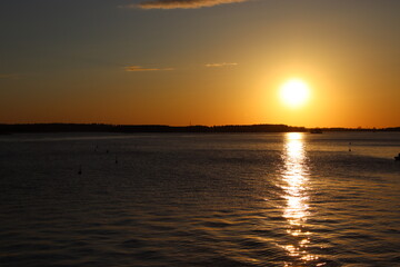 sunset over the river