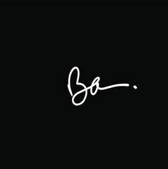 Initial Letter Ba Logo - Handwritten Signature Logo