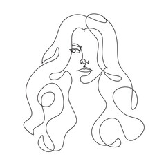 Line Art Woman Face Drawing.  Women Vector line drawing Female Logo. Contouring Line. Minimalist Face. Beauty salon