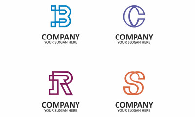 Creative set BCRS Letter logo design