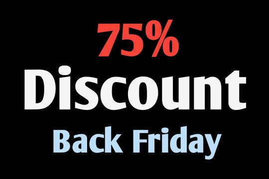 75% Discount Black Friday. Sale banner. Modern minimal design with red,whites ,blue typography. Template for promotion, advertising, web, social and fashion ads. illustration.