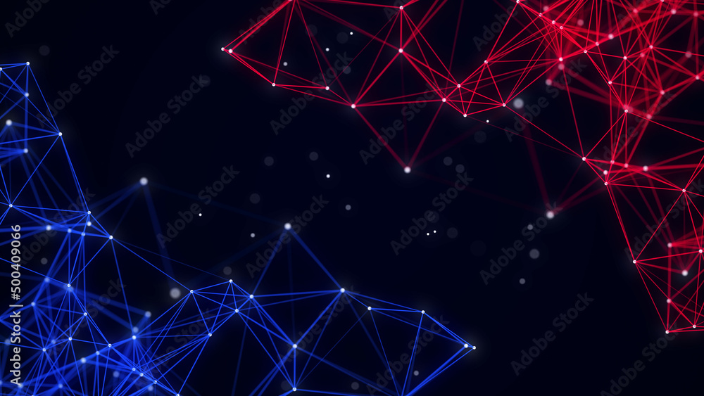 Poster network connection technology. abstract dark background with points, lines and triangles. digital fu