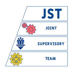 JST - Joint Supervisory Team acronym. business concept background. vector illustration concept with keywords and icons. lettering illustration with icons for web banner, flyer, landing pag