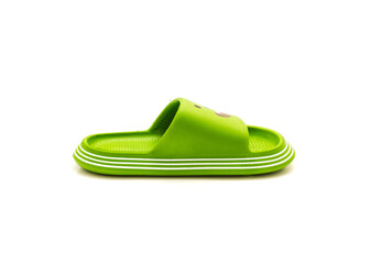 Brand new green open toe pillow slide sandal for toddler non-slip foam slippers isolated on white