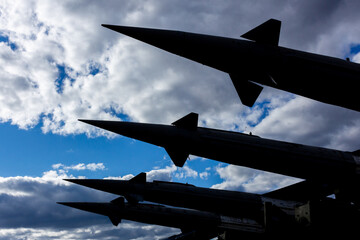 Anti-aircraft air defense missile on the launcher silhouette