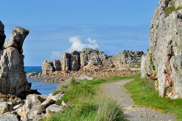 The coast at Plougrescant in Brittany-France