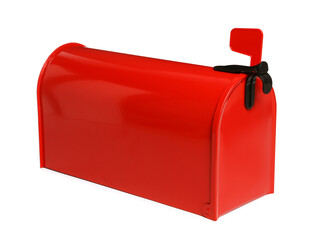 Shiny red letter box on white background