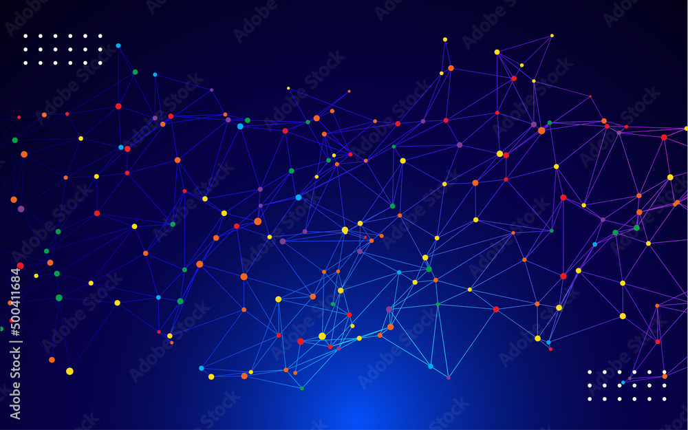 Poster modern technology background with connecting lines and dots free vector