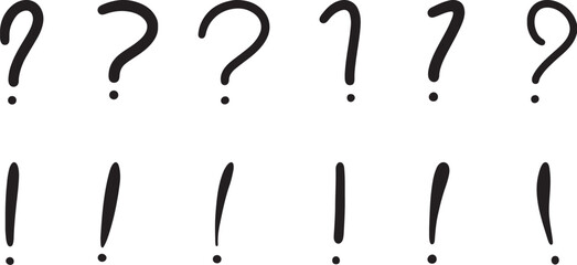 Hand drawn question marks and exclamation marks vector set