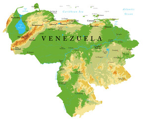 Venezuela highly detailed physical map