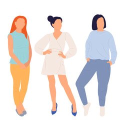 Obraz premium women, girls flat design, on white background, isolated
