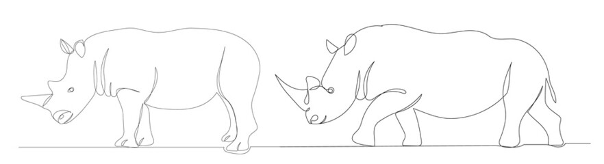 rhinoceros continuous line drawing, sketch, vector