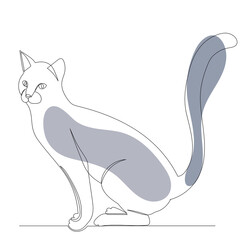 cat continuous line drawing, sketch, vector