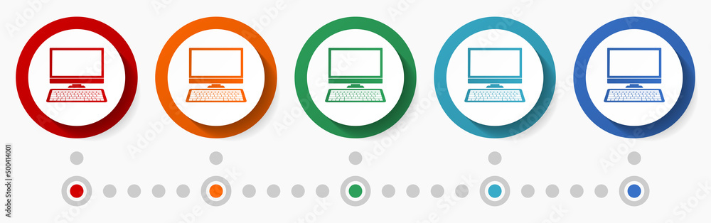 Fototapete computer, internet concept vector icon set, infographic template, flat design colorful web buttons i
