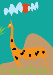 giraffe. free line art. illustrator. animal. 