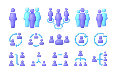 Global social network. 3d vector people character illustration. Social media set design. 3d illustration with network. Vector illustration design