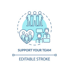 Support team turquoise concept icon. Communication management abstract idea thin line illustration. High workplace morale. Isolated outline drawing. Editable stroke. Arial, Myriad Pro-Bold fonts used