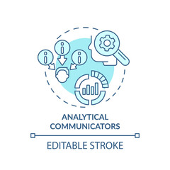 Analytical communicators turquoise concept icon. Business communication style abstract idea thin line illustration. Isolated outline drawing. Editable stroke. Arial, Myriad Pro-Bold fonts used