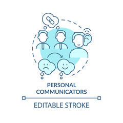 Personal communicators turquoise concept icon. Business communication style abstract idea thin line illustration. Isolated outline drawing. Editable stroke. Arial, Myriad Pro-Bold fonts used