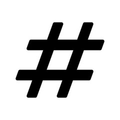 Hashtag black vector icon on white background