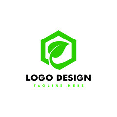 Inspiration pentagon leaf logo design for business and company