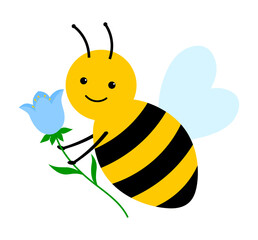Bee with flower vector illustration
