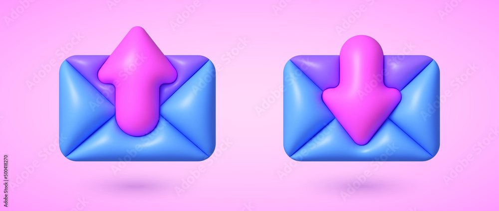 Aufkleber 3d mail 3d for mobile app design. message download notification icon. business vector icon. 3d vecto
