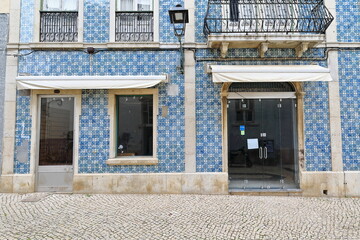 Blue and white tile façade-abandoned Neoclassical house-Rua Marreiros Netto. Lagos-Portugal-217