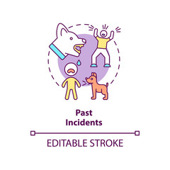 Past incidents concept icon. Traumatic experience anxiety. Phobia cause abstract idea thin line illustration. Isolated outline drawing. Editable stroke. Arial, Myriad Pro-Bold fonts used