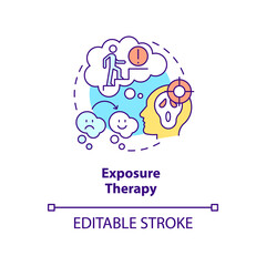 Exposure therapy concept icon. Change fear reaction. Manage anxiety. Treatment abstract idea thin line illustration. Isolated outline drawing. Editable stroke. Arial, Myriad Pro-Bold fonts used