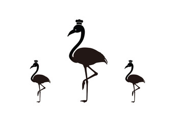 flamingo with chef hat logo symbol design