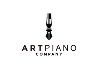 pen creative piano logo design inspiration