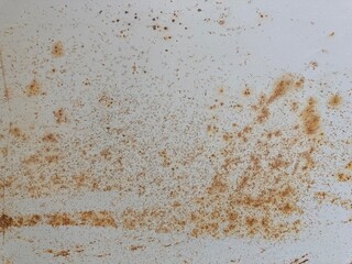a gray metal plate with speckled rust spots
