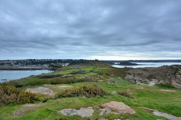 beautiful view on the sea from the Milliau island in Brittany France