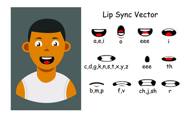 LipSync Vector Design Male with Smiley Face white shirt