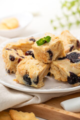 Delicious marshmallow biscuit named snow Q cookies with cranberry dried fruit.