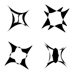 Abstract_4star Flat Icon Set Isolated On White Background