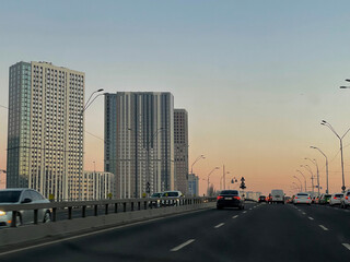 Obraz premium downtown city at sunset winter Kyiv 