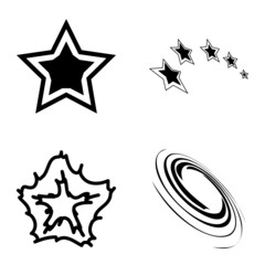 Stars1-2starfall Flat Icon Set Isolated On White Background