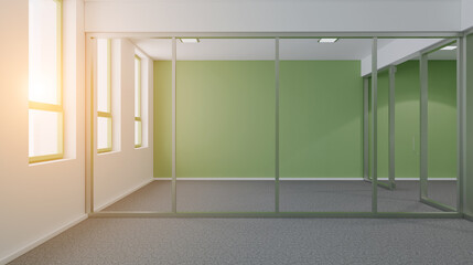 Modern meeting room. 3D rendering.. Sunset.