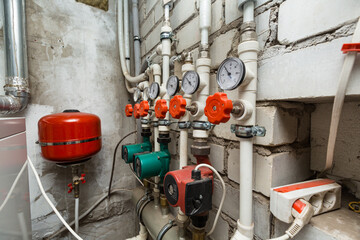 modern heating system in the basement