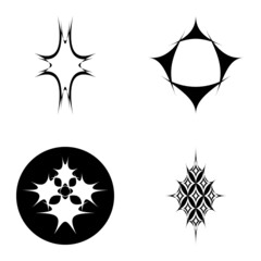 Starburst Flat Icon Set Isolated On White Background