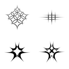 Starburst Flat Icon Set Isolated On White Background