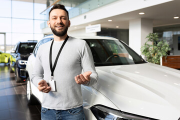 polite showroom manager of a car dealership