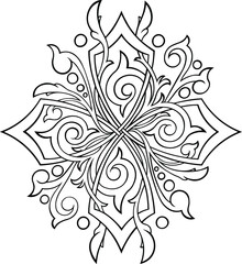 Stylized ornamental cross lineart